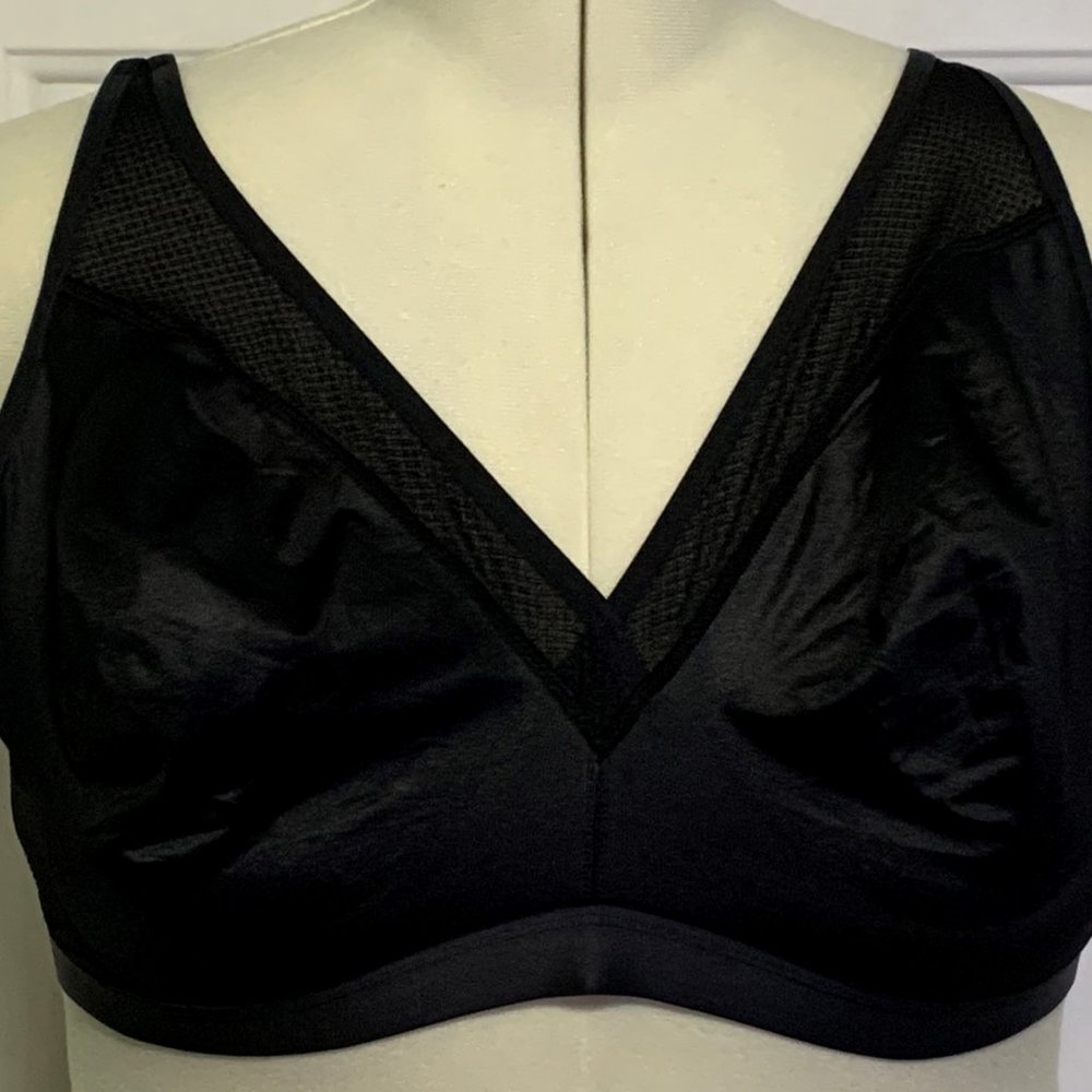 Catherines Simply Cool No Wire Bra Full Coverage Mesh Black Plus Size 46B